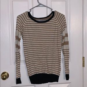 Camel stripped cashmere blend sweater